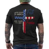 250th Anniversary Faith Freedom 250 Years American Flag Patriotic ON BACK Tee Unisex T-Shirt XL