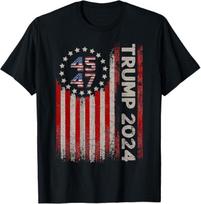 45 47 Trump 2024 American Flag Unisex T-Shirt Unisex T-Shirt S