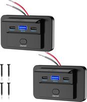 Thlevel USB C lizdas 12V įkrovimo lizdas 78W automobilinis įkroviklis QC3.0 ir dvigubas PD3.0 mobiliojo telefono greitasis įkrovimas, atsparus vandeniui su jungikliu, skirtas 12V-24V valčiai, namelyje ant ratų, automobiliui