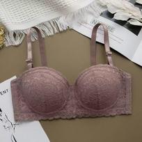 Nėriniai push-up liemenėlė be petnešėlių, su nuimamomis petnešėlėmis 38/85A gray