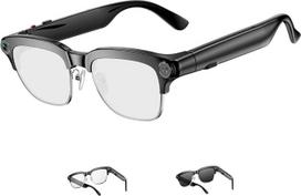 TOOBUR AI Smart Glasses mit 8MP Kamera, 1080P Anti-Shake HD Video, 2 Paar Linsen, Echtzeitübersetzung & Sprachassistent, Bluetooth-Anrufe & Offene-Ohr-Audio für Vlogging, Reisen & Meetings