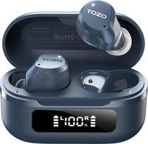 TOZO NC9 "Bluetooth" ausinės su hibridiniu ANC (45 dB), 6 mikrofonais ENC, skirtos namams, biurui ir darbui, 60 valandų veikianti baterija su LED ekranu, IPX8 vandeniui atsparios, ORIGX 2.0 garsas, gilūs bosai, mėlynos spalvos