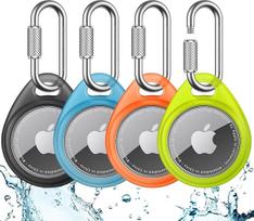 UNBREAKcable "AirTag" pakabukas 4 pakuotės - su karabinu, vandeniui atsparus TPU apsauginis dėklas "Apple AirTag", atsparus smūgiams ir įbrėžimams, tinka raktams, naminiams gyvūnams, krepšiams, bagažui - 4 spalvos