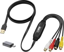 USB 2.0 garso ir vaizdo įrašo graibšto keitiklis Vaizdo įrašymo kortelė VHS Digitize konvertuoja VHS VCR Mini DV į skaitmeninį kompiuterio televizoriaus juostos grotuvą Vaizdo kamera suderinama su Mac OS arba Windows 7/8.1/10/11