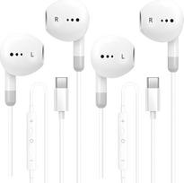 USB C ausinės, laidinės triukšmo izoliavimo ausinės su integruotu mikrofonu, garsumo reguliatoriumi, HiFi stereofoninės ausinės, suderinamos su "iPhone 15/16 Pro Max/16 Plus/S23/S24" (2 pakuotės)