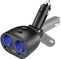 USB C automobilinis įkroviklis, cigarečių žiebtuvėlio skirstytuvas, 80 W lizdo adapteris, du atskiri jungiklių lizdai, 12V/24V, automobilinis maitinimo adapteris su dvigubu 2,4 A USB adapteriu ir C tipo prievadu