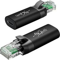 USB C į Ethernet adapteris (2PK, juodas), C tipo moteriškos lyties į RJ45 vyriškos lyties, nešiojamas 1Gb/s USB C į tinklą keitiklis, palaiko C-C ir A-C kabelius, suderinamas su "MacBook Pro", "iPad Pro