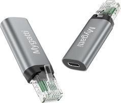 USB C ir Ethernet adapteris (2PK, pilkas), C tipo moteriškos lyties į RJ45 vyriškos lyties, nešiojamas 1Gb/s USB C ir tinklo keitiklis, palaiko C-C ir A-C kabelius, suderinamas su "MacBook Pro", "iPad Pro