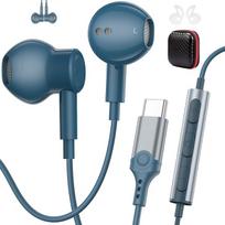 USB C Kopfhörer für Samsung Galaxy S26 Ultra S25 S24 S23 S22 A56 A16 A17, Magnetische In Ear Kopfhörer mit Mikrofon & Lautstärkeregler Typ C Ohrhörer für iPhone 17 16 15 Plus für OnePlus Blau