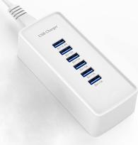 USB greitasis įkroviklis, nešiojamoji 6 prievadų įkrovimo stotelė, tinkanti įvairiems įrenginiams, suderinama su "iPhone iPad", "Samsung", "Google", "Xiaomi", "Huawei" ir kitais USB įkrovikliais