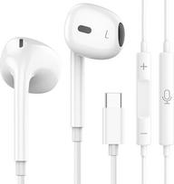 USB-C ausinės su kabeliu "iPhone 17", į ausis dedamos ausinės su mikrofonu ir garsumo valdymu, suderinamos su "Samsung Galaxy S25", "iPhone 17 Pro Max/16Pro/15 Pro", "Google Pixel" ir kitais įrenginiais