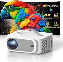 Vaizdo projektorius 4K 【Įdiegta programėlė / "Dolby Audio"】1080P vaizdo projektorius "WiFi6 Bluetooth Lisowod Retro projektorius Nešiojamasis namų kino teatrui (kreminės-baltos spalvos)