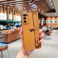 Dengiamas širdies apyrankės dėklas, skirtas Samsung Galaxy S23 S22 Ultra S21 Plus S20 Fe A14 A34 A54 A13 A23 A33 A53 A52 minkštas silikoninis dangtelis, skirtas iPhone 14 13 12 For Samsung S23 ruda