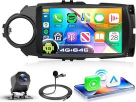 VECHTEL 4G+64G Autoradio Android 15 für Toyota Yaris 2012-2017 (Klimasteuerung ohne Silberring), 9'' Incell HD Touchscreen mit Drahtlos Carplay Android Auto GPS Wi-Fi USB Bluetooth FM RDS Radio Kamera