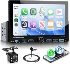 VECHTEL Autoradio 1 Din mit Drahtloses Carplay Android Auto, 7 Zoll IPS Touchscreen Auto Radio Unterstützung Bluetooth 5.2 FM/AM/RDS Radio EQ USB/Typ-C Mirror Link Fernbedienung Rückfahrkamera