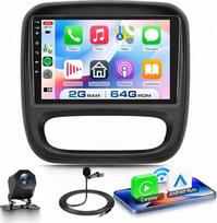 VECHTEL Autoradio 2G+64G Android 15 für Opel Vivaro B/Renault Trafic/FIAT Talento/Nissan NV300, 9'' IPS 1280*720P Touchscreen mit 5G WLAN GPS Drahtlos Carplay Android Auto Bluetooth EQ FM RDS Kamera