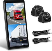 Veidrodis Dash Cam su 2 galinio vaizdo kameromis, sunkvežimio galinio vaizdo veidrodis su vertikaliu ekranu sunkvežimių autobusams, 10,36 colių jutiklinio ekrano monitorius su BSD sistemomis/DVR/įrašymo kilpa, IP67 atsparus vandeniui, naktinis matymas