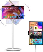 VLH 27 Zoll Smart Portable TV, FHD Touchscreen Monitor auf Rollen, Android 15, 6GB+128GB, Kabelloses mobiles Display, EDLA-Zertifiziert, 13MP Kamera, 10W Stereo-Lautsprecher, 27.000mAh Akku