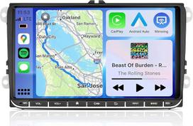 VW radijas VW Golf 5 6 Seat Passat Caddy Sharan Tiguan, belaidis Apple CarPlay ir Android automobilis, 9 colių jutiklinio ekrano radijas Golf Carplay su Bluetooth 5.0 RDS FM EQ
