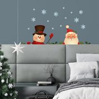 WALPLUS 55 x 90 cm Kalėdų dekoracijos Sienų lipdukai "Peeking Santa and Snowman" lipdukų rinkinys Sienų menas "Window Clings" ekrano lipdukai Gyvenamasis kambarys Parduodama išpardavimas Namų svetainė