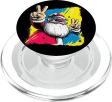 Weihnachtsmann Double Peace Pop-Charaktergrafik im Retro-Look PopSockets PopGrip für MagSafe