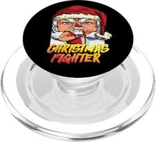 Weihnachtskämpfer, der den boxenden Weihnachtsmann anstarrt PopSockets PopGrip für MagSafe