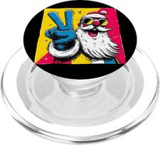 Weihnachtsmann Friedenszeichen Retro Pop Charakter Grafik Kunst lustig PopSockets PopGrip für MagSafe