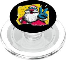 Weihnachtsmann Friedenszeichen Retro Pop Charakter Grafik Kunst lustig PopSockets PopGrip für MagSafe
