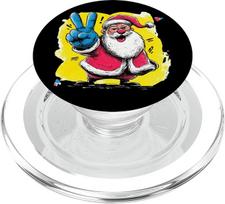 Weihnachtsmann Friedenszeichen Retro Pop Charakter Grafik Kunst lustig PopSockets PopGrip für MagSafe