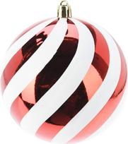 Well Home Weihnachtskugel, rot gestreift, Ø18 cm, mit glänzendem Finish