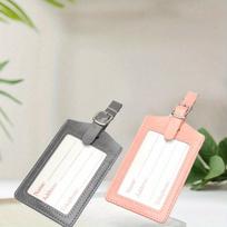 2pcs Luggage Tag  Checked Thickened Leather PU Luggage Tag  Luggage Identification Tag  Checked Name Anti-loss Small Pendant white
