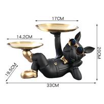 Prancūzų buldogo skulptūra Šuns statula su padėklo raktų laikikliu Dovanų namų dekoro papuošalai Rood Decor Gyvūno figūrėlė