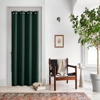XTMYI Hunter Green Slankiojančios stiklo durų užuolaidos, 80 colių ilgis / ilgis, Grommet Single Curtain, Room Darkening, Dark Emerald Green, Blackout užuolaidos miegamojo / durų, Kalėdų apdaila