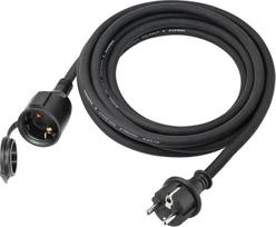 XUANSHI lauko ilgintuvas 10 m su apsauginiu dangteliu H07RN-F 3G 2,5 mm² guminis maitinimo ilgintuvas, skirtas lauko statybvietėms Kabelis Maitinimo kabelis lauke su "Schuko" kištuku, 3500 W, 16 A 250 V, juodas
