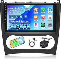 [2G + 64G] Android automobilinis radijas Mercedes Benz C/GLK klasės W203 W209 C180 C200 2005-2009 su belaidžiu Carplay ir Android Car, 9 colių HD jutiklinio ekrano automobilinis radijas su GPS/WiFi/Bluetooth/EQ/FM RDS