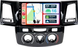 [4GB + 64GB] Android 14 automobilinis radijas Toyota Fortuner Hilux 2005-2007-2 DIN [Integruotas belaidis CarPlay/Android Car/DSP/GPS]-IPS 9 colių su kamera + MIC-DAB/Steering Wheel Control/MirrorLink/BT 5.0