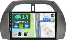 [4GB+64GB] Android 14 automobilinis radijas Toyota RAV4 (2001-2006)-2 DIN [integruota belaidė CarPlay/Android Car/DSP/GPS] Kamera + MIC-DAB/IPS/Steering Wheel Control/MirrorLink/WiFi/USB/4G/360 kamera