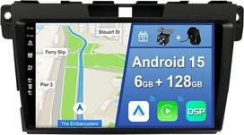 [6GB + 128GB] "Android 15" automobilinis radijas "Mazda CX-7" (2008-2014 m.)-[Integruotas "CarPlay"/"Android Car"/"DSP/GPS]-9 colių IPS 2.5D kamera + MIC-DAB/Mirror Link/Bluetooth 5.0/360 kamera/Valdymo vairas