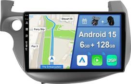 [6GB + 128GB] "Android 15" automobilinis radijas "Honda Fit Jazz" (2007-2014 m.)-[Integruotas "CarPlay"/"Android Car"/"DSP/GPS]-10.1 colių IPS 2.5D kamera + MIC-DAB/Mirror Link/Bluetooth 5.0/360 kamera/Valdymo vairas