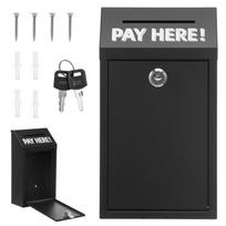 Wall Mounted Metal Donation Box with Lock and Key Safe Outside Cash Drop Box Easy Install for Wall Door Outdoor Cash Box juoda