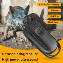 Nešiojamas ultragarsinis šunų ir kačių atbaidytuvas nuo lojimo 180mah Įkraunamas 23-40khz Ilgo nuotolio su blykstės šviesa Atbaidymo priemonė Lauko įrankis juoda