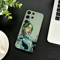 S-Singer B-Billie Eilish telefono dėklas, skirtas Samsung S26, S25, S24, S23, S22, S21, S20, S30, Ultra, Plus, Fe, Note, 5G, juodas dangtelis Samsung S25Plus