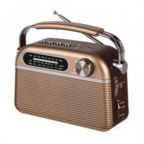 Vintage AM FM Bluetooth Radio with Powerful Sound, Retro Bluetooth Speaker Radio, Support USB/SD Card, Plug in Wall AC Power & Battery Powered auksas