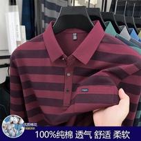 Men Grey and Navy Striped Long Sleeve Polo Shirt M raudona