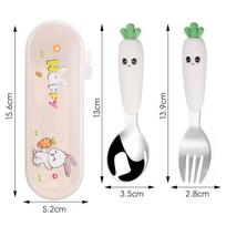 Carrot radish Shape Stainless Steel Spoon Fork Set Baby Feeding Children's Tableware Set
