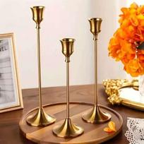 3 vnt. senovinių elegantiškų metalinių ir aliuminio stalo žvakidžių rinkinys, tinkamas vestuvių metinėms, namų ir viešbučio dekoravimui (bronze,3pcs) bronza
