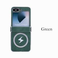 For Samsung Galaxy Z Flip 7 6 5 4 3 Sheepskin Lightning Magnetic Anti-Fingerprint Drop-Proof Folding Phone Case For Galaxy Z Flip 3 žalia
