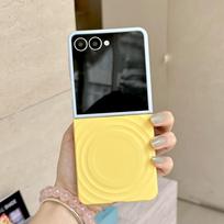 For Samsung Galaxy Z Flip 3 4 5 6 7 Case Magsafe Ripple Pattern Contrast Color Block Foldable Matte Anti-Slip Grip Cover Galaxy Z Flip3 5G