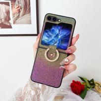 case for Samsung Z Flip 7 6 5 4 3 Colorful rhinestone ring buckle folding screen drop protection case Anti-Fingerprint plain Galaxy Z Flip7 violetinė