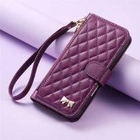 Wrist Strap Flip Leather Phone Case for IPhone Air 17 Pro Max 16 Plus 15 14 13 12 Wallet Card Slots Shockproof Protective Cover iPhone 13 violetinė